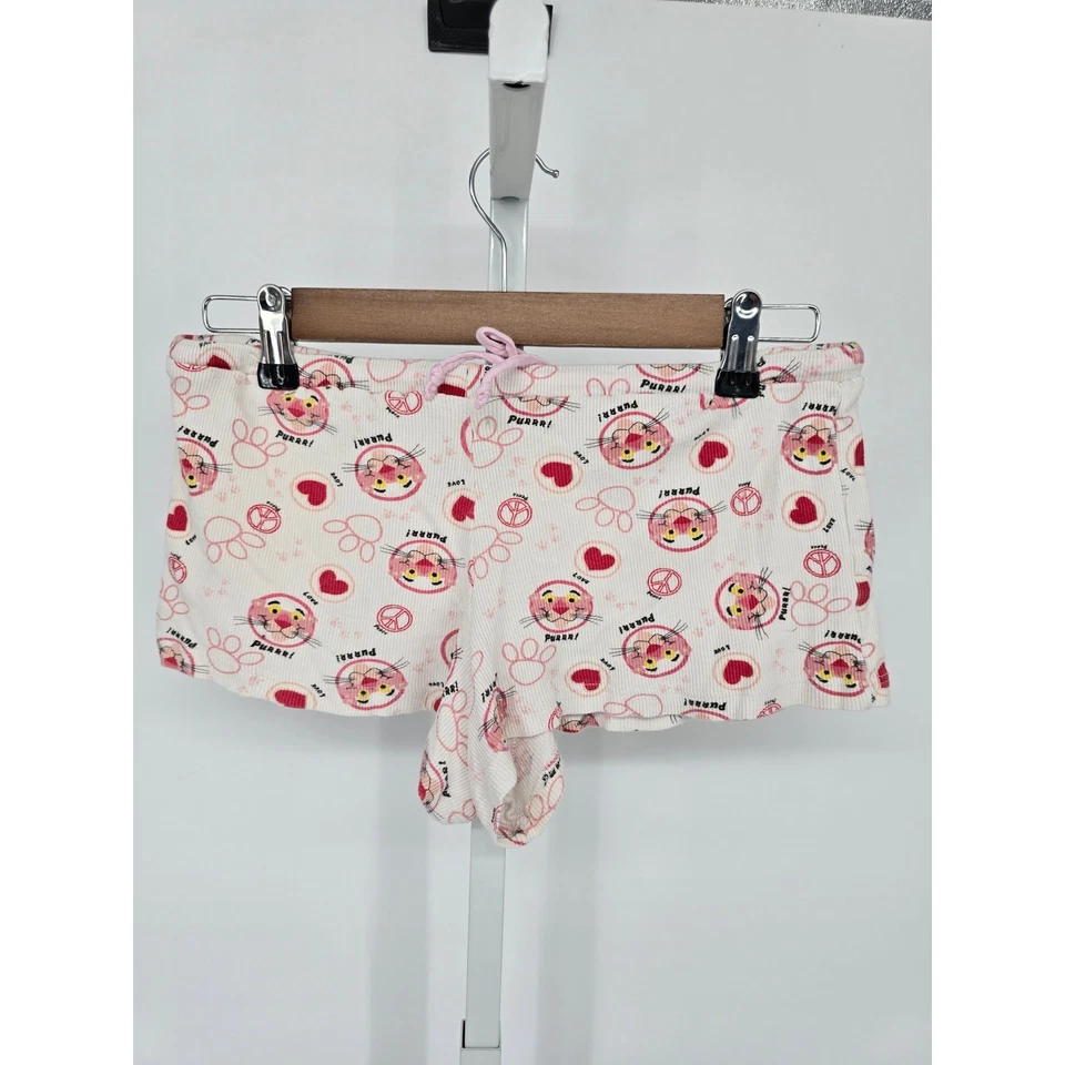 Pantalones cortos de pijama vintage Y2k rosa pantera para mujer talla M algodón para dormir años 2000 Foto 2 de 4