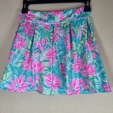 Tommy Bahama Active Girls Large 10-12 Tropical Floral Pleated Skort Pink tennis