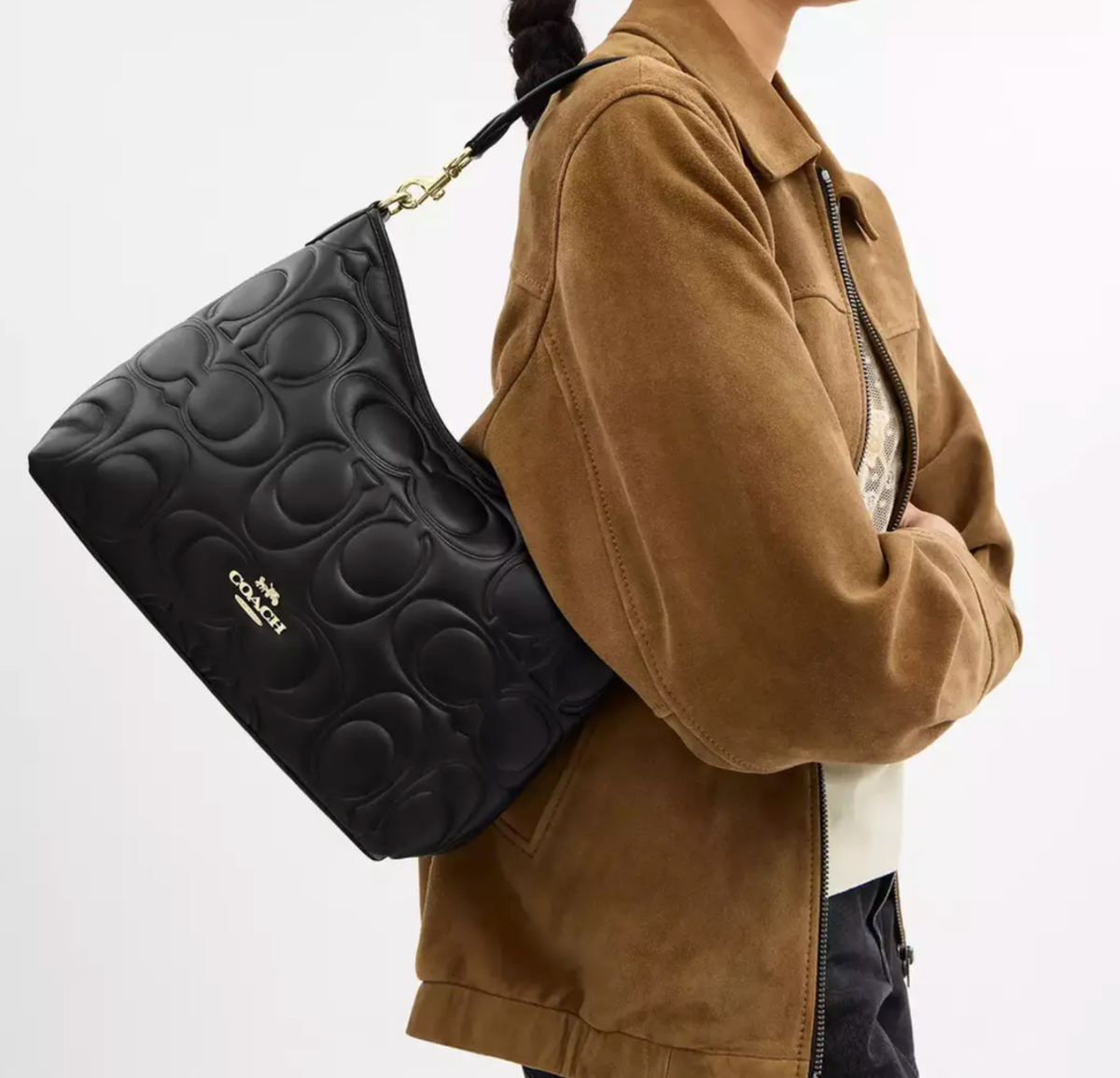 NWT Coach Laurel Shoulder Bag In Signature Leather Gold/Black