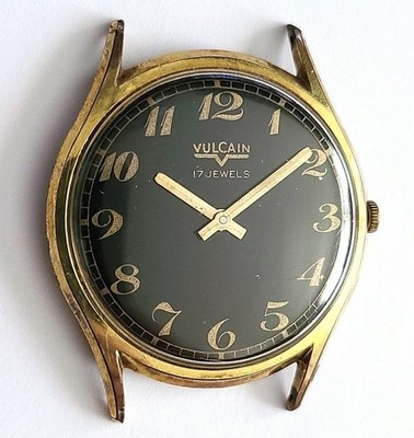 Vulcain 17 Jewel Black Dial Watch - HPF Case - RUNS