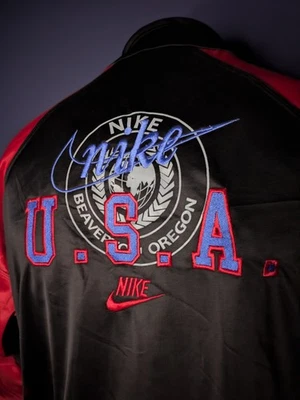Vintage Nike USA Track Jacket 🔥 Y2K Swoosh Spellout Satin Tracktop Oversized XL - Bild 1 von 4