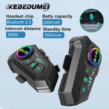 KEBIDUMEI Motorcycle Intercom Headset BT 5.3 Waterproof 2 Riders 300M Range