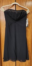 NWT Nine West Strapless Lined Little Black Silk Dress, Beads, Size 2 Orig $ 144