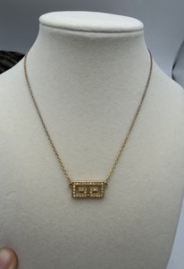 Authentic Authentic Vintage 1977 GIVENCHY Gold Plated Double G Logo Rhinestone Necklace