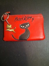 Bad Kitty Cat Red Coin Purse Credit Cards ID Sleeve Made In China, Charm TAIWAN