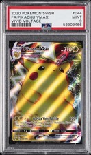 2020 POKEMON SWORD & SHIELD VIVID VOLTAGE #044 FULL ART/PIKACHU VMAX PSA 9