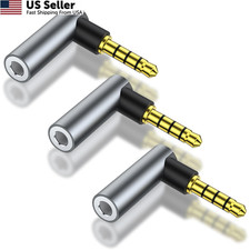 HATMINI 3 Pack Angle 3.5mm Male to Female Audio Adapter  90 Degree Right Gray