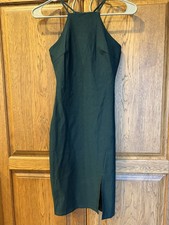 Windsor Halter Neck Dress in Dark Green with side slit size XS EUC!