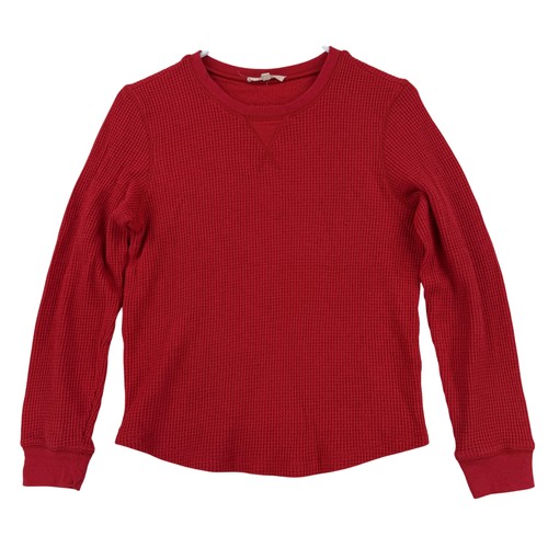 Madewell Shirt Womens Small Red Waffle Knit Crew Neck Long Sleeve Tee Top