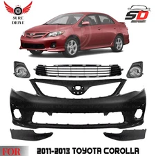 Front Bumper Cover Fascia & Lower Grille Kit For 2011-2013 Toyota Corolla