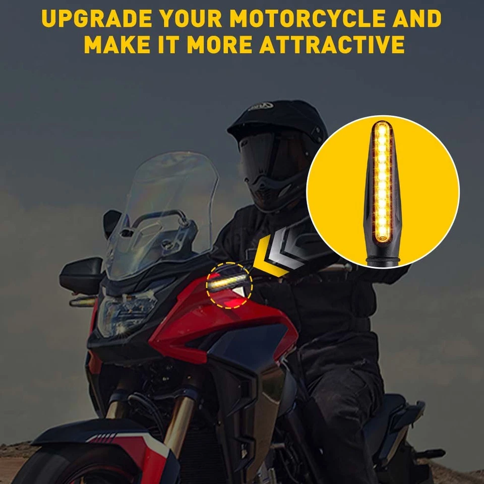 4/8x Motorcycle Turn Universal Signals Lights Blinker For Suzuki Honda Kawasaki - Image 3 of 4
