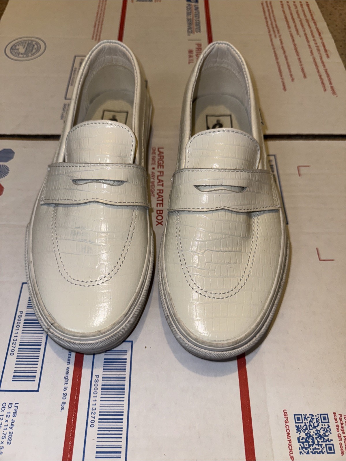 SAOLA Scarpe Vans uomo taglia 6 5 bianco croc goffrato mocassino stile penny sneaker