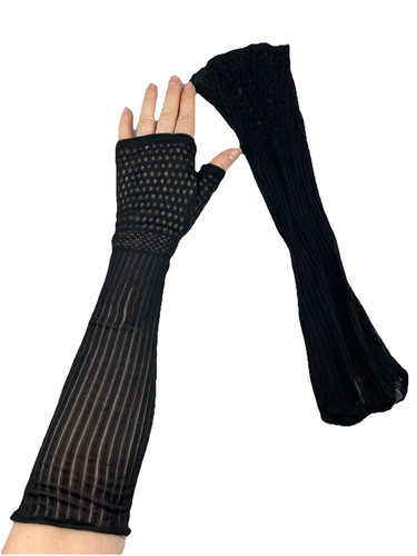 Antique Victorian Regency 1800 - 1860 Silk Fingerless Mourning Mitts Civil War