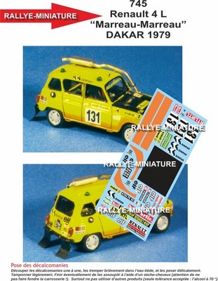 DECALS 1/43 REF 0745 Renault 4 L Marreau Paris D 1979