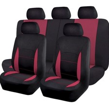 Hochwertige Auto Sitzbezüge Set, Burgund Schwarz, Universelle Passform