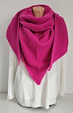 XXL Winter Dreieckstuch Halstuch Schal Viskose Wolle uni Strickmuster in Pink