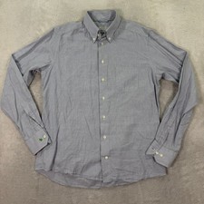Eton Mens 16 41 Large Button Down Shirt Contemporary Blue White Micro Stripe