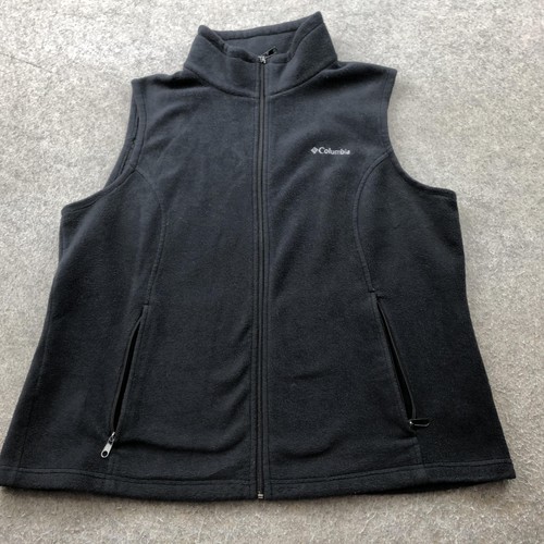 Columbia Fleece Vest Womens 2XL Black Full Zip Sleeveless Outdoor Hiking Layer - Picture 2 of 10