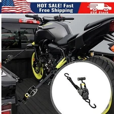 Heavy Duty Motorcycle Ratchet Tie Down Straps Safety Clip Hooks & Soft Loops