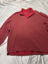 Vintage Chaps Red 1/4 Zip Pullover Cotton Sweater L Mens Large Weave