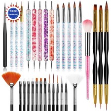 Nail Art Brushes 32pcs Acrylic Dotting Tools Drawing Pens Liner Dust Beginners