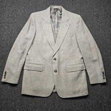 Vintage Cricketeer Men  s 42 Wool Blazer Light Gray Houndstooth Glen Check USA