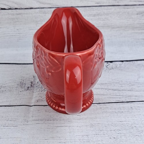 Bordallo Pinheiro Holiday Christmas Tree Red Gravy Boat Made In Portugal - Picture 6 of 8