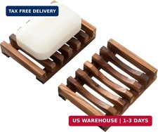 Wooden Soap Dish for Shower Set of 2 Shower Soap Holder Natural Soaps Tray