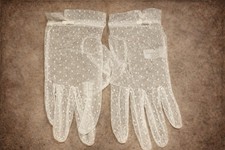 Vintage White Mesh Polka Dot Gloves