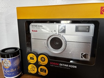 NEW Kodak Ektar H35N 35mm Half Frame Film Camera Striped Silver w/Film & filters
