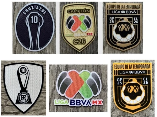 AP25/CL26 CRUZ AZUL+Liga Bbva MX+ 10 Cups Cruz Azul 1 Liga+CAMPEON C26 Patch Set