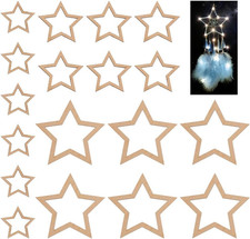 18pcs 3 Size Star Shaped Dream Catcher Frame Wooden Rings Wood Star Hoops Wooden
