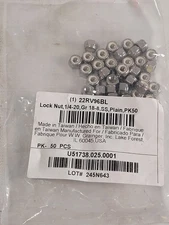 Locknut Nylon Insert 1/4"-20 Stainless Steel 22RV96BL Pack of 50