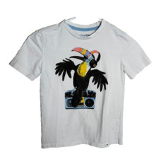 Tommy Bahama Shirt Boy's Small Graphic Tee White Crew Neck Short Sleeve