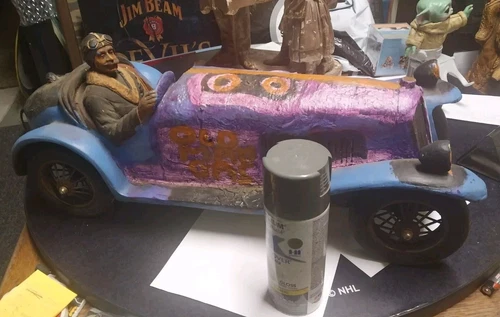 Large Vintage Bugatti Model Display Race Car - 1932 1934 Ford chevy Gas Oil sign