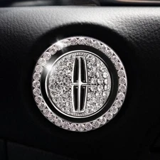 Lincoln Start Button Bling Car Décor Crystal Rhinestone Car Bling Ring Emblem