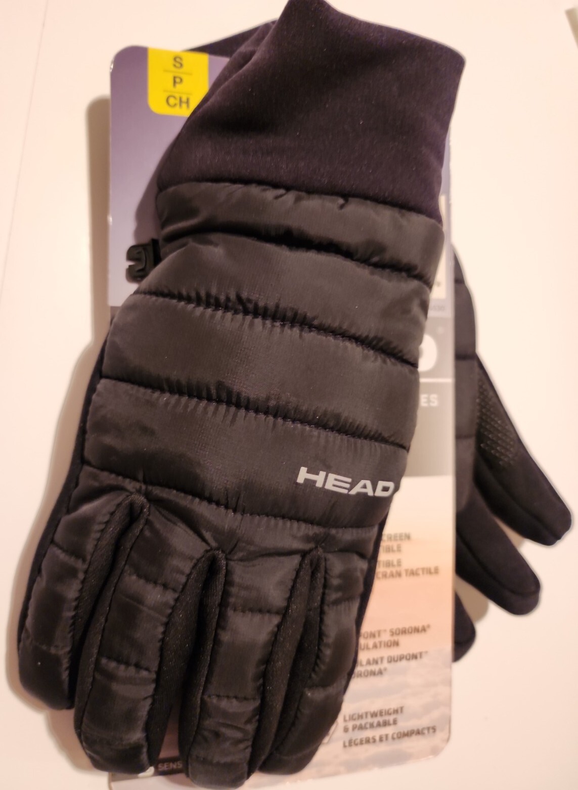 HEAD Men’s Black Touchscreen Waterproof Hybrid Gloves - Medium