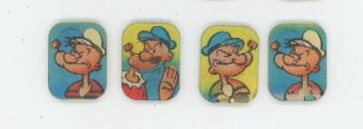 4 POPEYE Olive Oyl Swee'pea Wimpy 1960's Vari-Vue Motion Animation Ring Flickers
