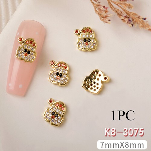 Christmas Charms Nail Art Decorations Zircon 3D Metal Pendant Jewelry Manicure - Picture 29 of 36