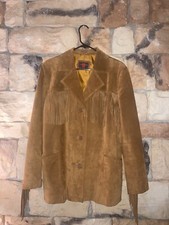 Xl Gallery By Nordstrom Brown Leather Fringe Tassel Cowboy Coat Vintage Cowgirl