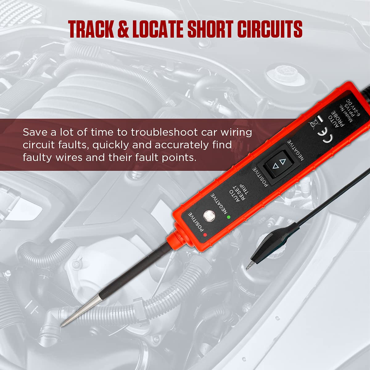 Power Circuit Probe Tester 6V-24V DC Test Light Automotive Short Circuit Finder 