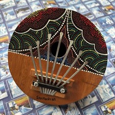 Daumenklavier handbemalt Santorini Griechenland Kokosnussschale Holz Musikinstrument