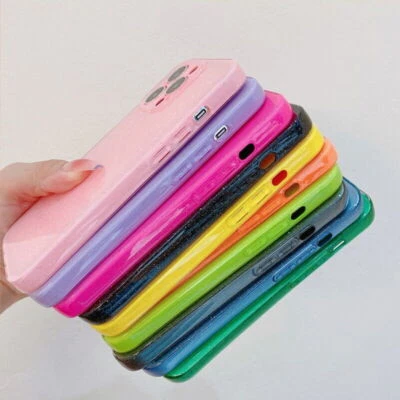 Funda de teléfono de silicona brillante a prueba de golpes para iPhone 16 15 13 14 Pro Max 12 cubierta