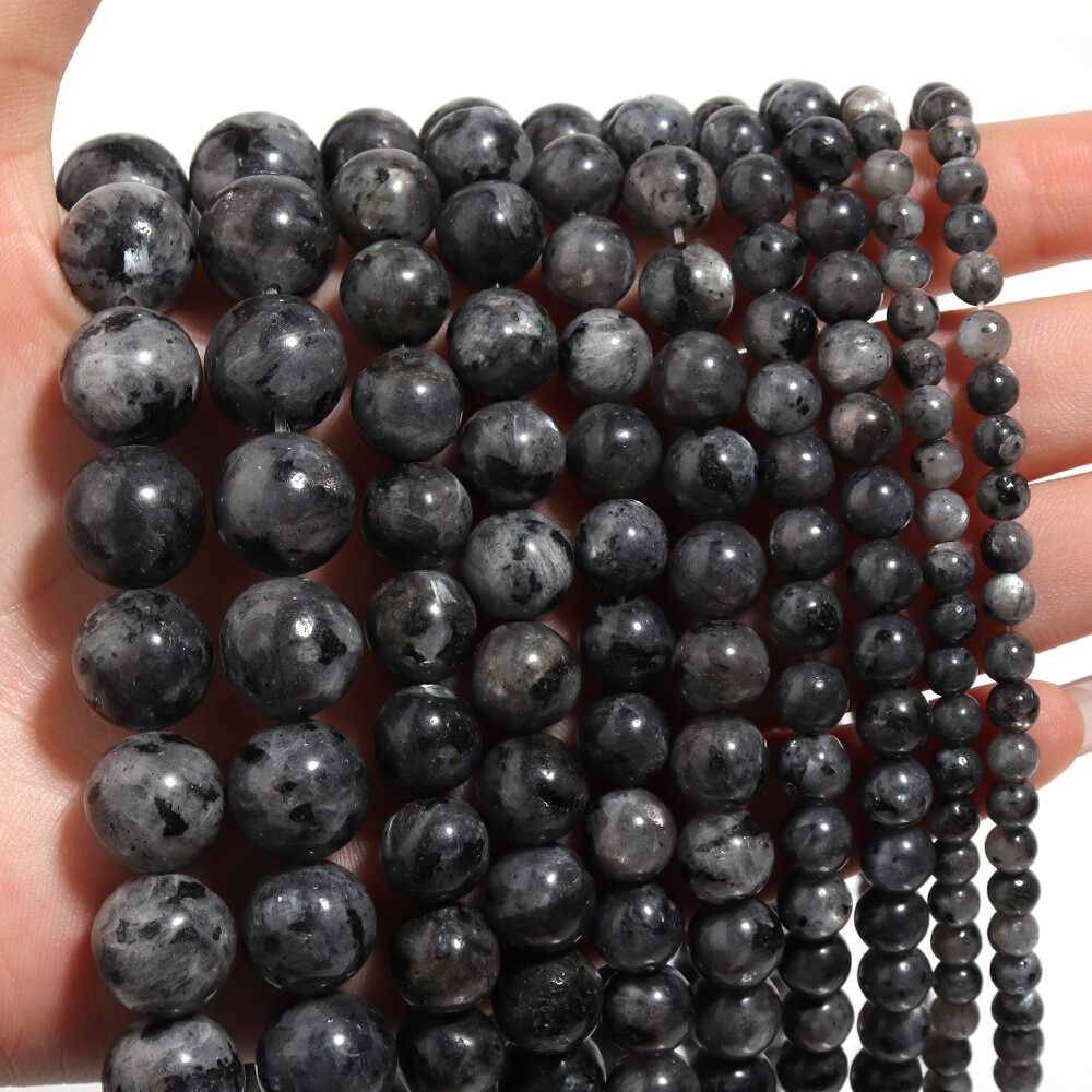 Natural Stone Black Spectrolite Round Spacer Beads Jewelry Making 10  12mm