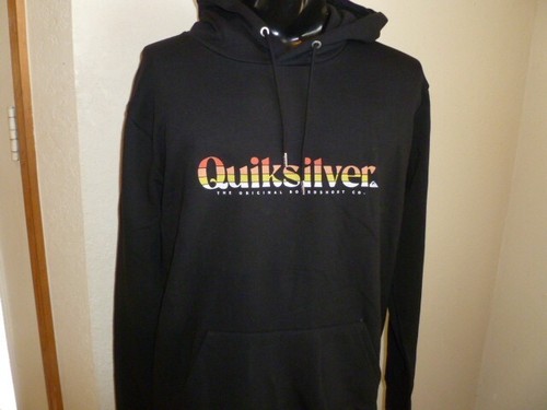 Quicksilver Mens Black Hooded Sweatshirt Hoodie Pullover Size Medium M New Tags - Picture 2 of 10
