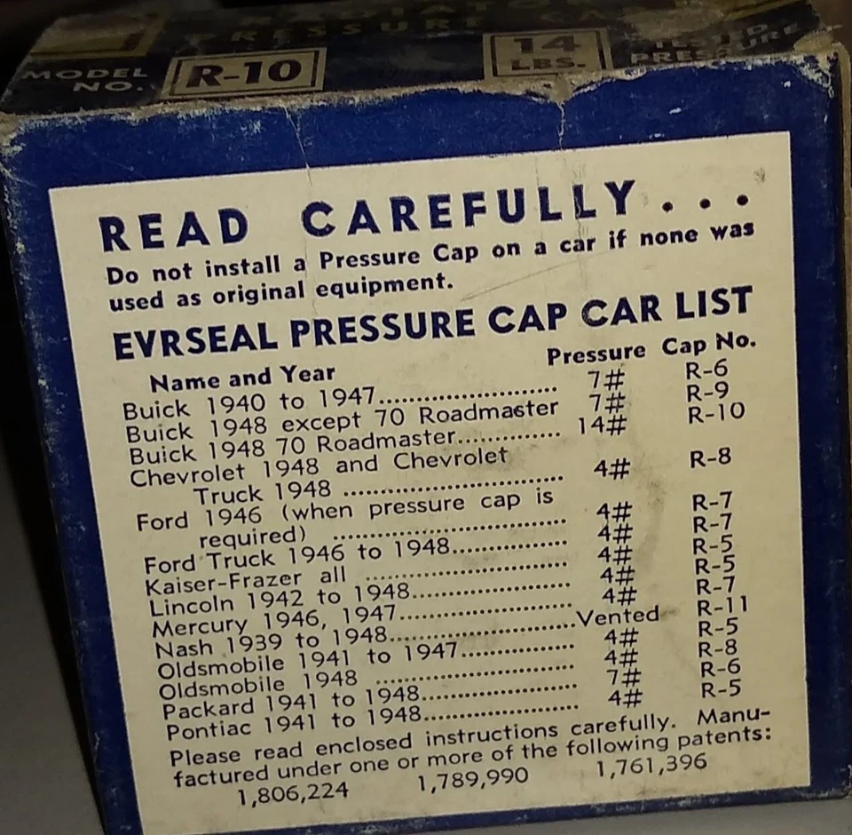 Tampa de pressão do radiador Verseal R-10 compatível com Buick 1948 14 lb Willys '37 a '41 NOS - Imagem 4 de 4