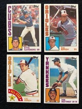 1984 Topps 4 Card Lot Don Mattingly Rc, Cal Ripken, Ryne High Grade Potential