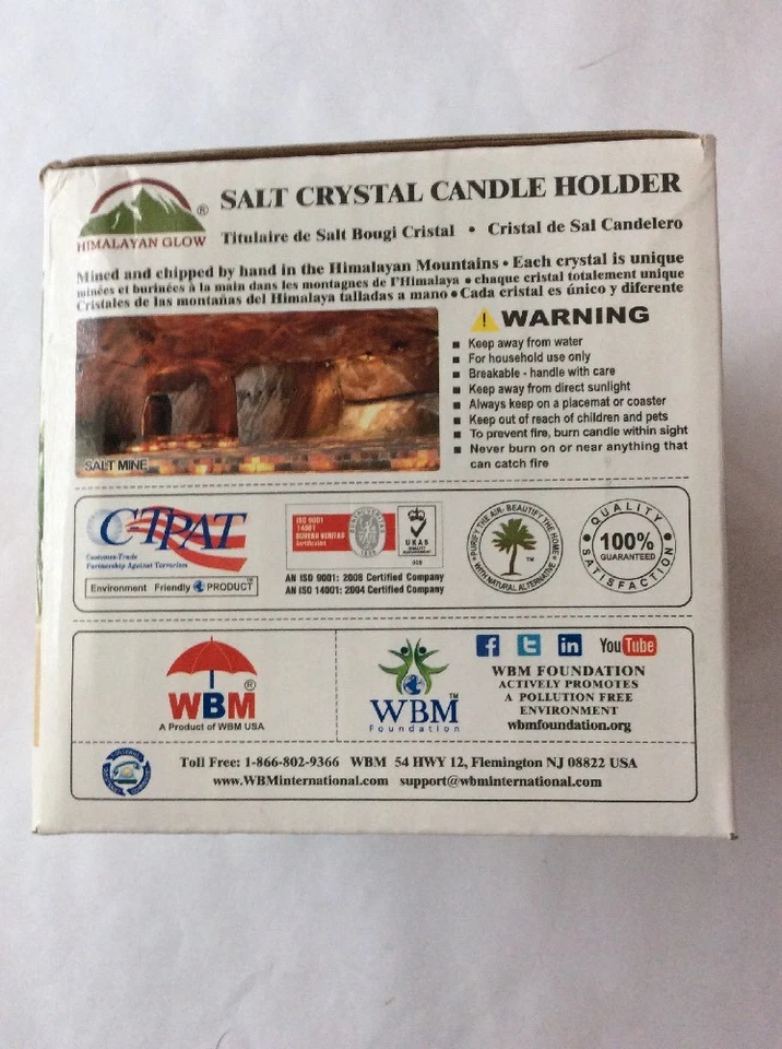 Candelabro de cristal de sal del Himalaya nuevo sellado naranja Foto 3 de 4