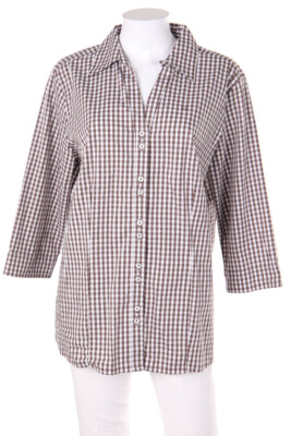 VIA APPIA DUE Blouse with 3/4 Sleeve Checked D 46 dark brown white