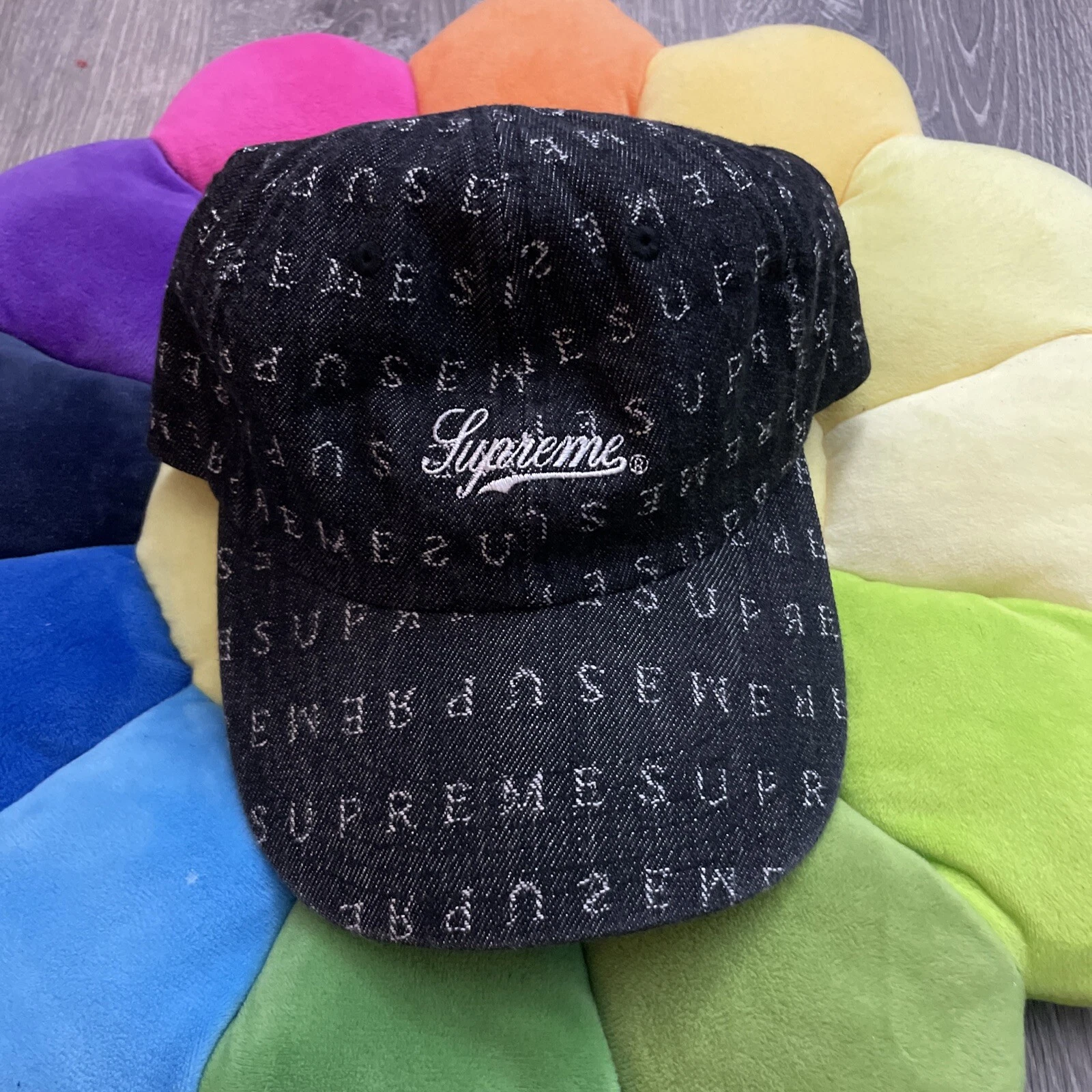 Supreme JACQUARD LOGOS DENIM 6 PANNEAUX CAPUCHON NEUF noir   Neuf